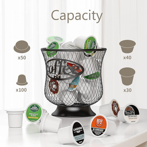 Coffee Pod Holder, Large Capacity K Cup Organizer for Kitchen Countertop, Coffee Bar Accessories
