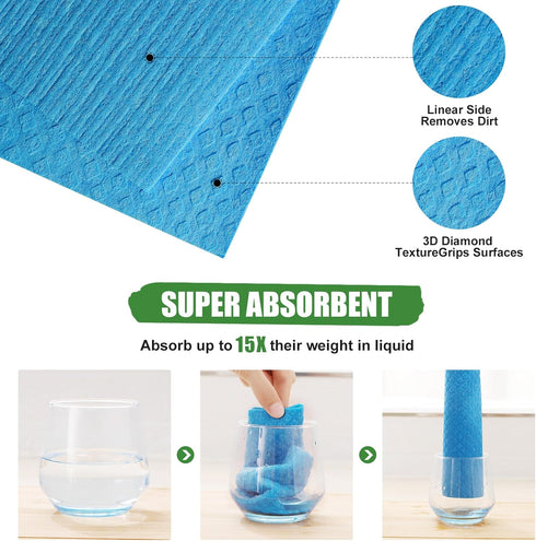 Homaxy Swedish Dishcloths for Kitchen, 10 Pack Reusable and Washable Cellulose Sponge Cloths