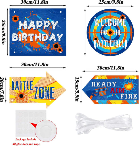 Outus 10 Pcs Dart Party Signs Cutouts for Birthday Decoration, Dart Battle Porch Door Cutouts