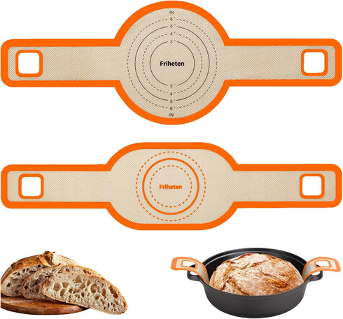 Sourdough Silicone Bread Sling, Oval and Round Non-Stick Bread Mat for Dutch Oven, Reusable with Long Handles