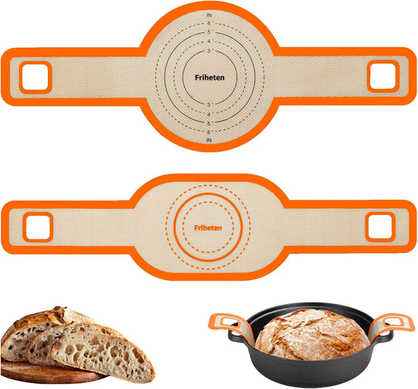 Sourdough Silicone Bread Sling, Oval and Round Non-Stick Bread Mat for Dutch Oven, Reusable with Long Handles