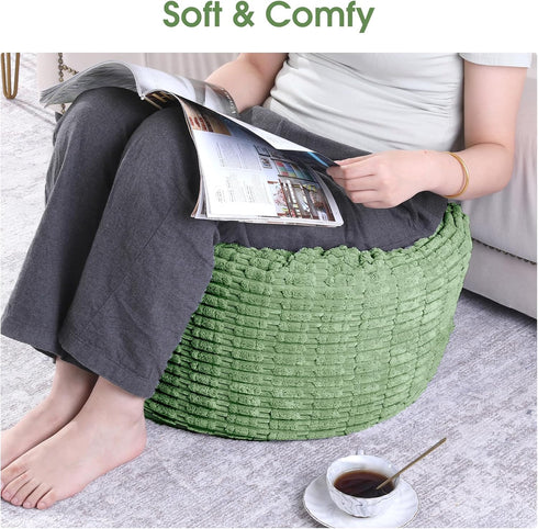 HOMBYS Unstuffed Ottoman Pouf Cover,Round Faux Fur Foot Stool, Fuzzy Chair, Floor Bean Bag(No Filler),Foot Rest
