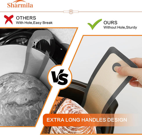 Sharmila 2Pcs Oval and Round Silicone Bread Sling for Dutch Oven, Non-Stick Baking Mat, Sourdough Supplies