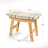 BAMBOO LAND- Bamboo Foot Stools Ottoman, Stripes Beige Cushion & Natural Wood Legs, Small Ottoman Foot Rest for Couch