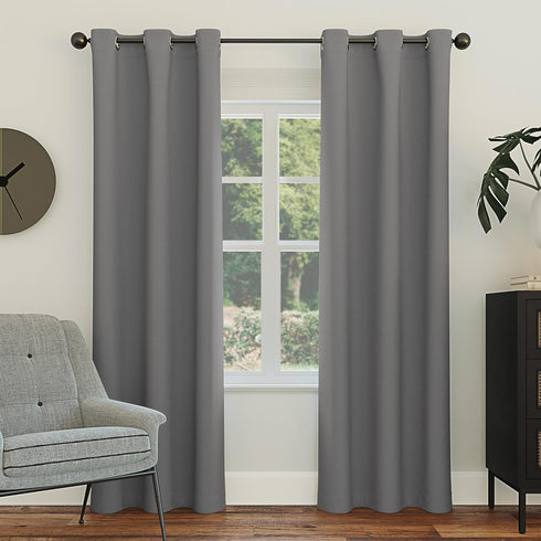 Sun Zero Easton Energy Saving Blackout Grommet Curtain Panel, 40" x 95", Gray Color