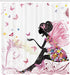 Ambesonne Girls Shower Curtain, Pink Butterfly Girl with Floral Dress, Fabric Bathroom Decor Set, 84 Inches