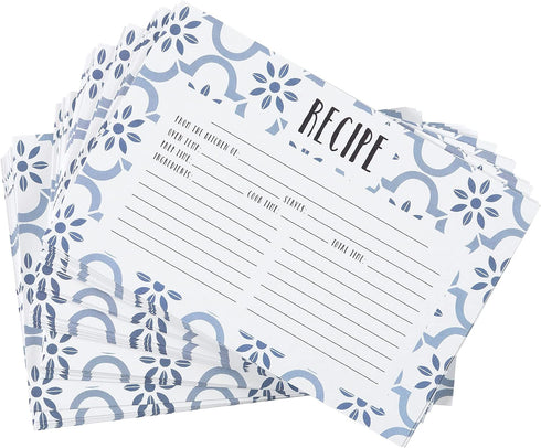 C.R. Gibson Q12-24018 Double Sided Recipe Cards, 40pcs, 4'' W x 6'' L, True Blue