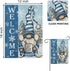 Welcome Winter Gnome Decorative Garden Flag, Blue Christmas Holiday Seasonal Burlap, 12 x 18 Double Sided Yard Decor