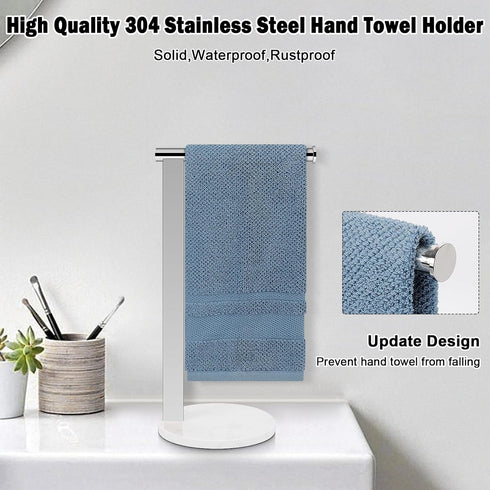 SUS304 Stainless Steel L-Shaped Hand Towel Holder, Thickened Bathroom Towel Rack for Countertop Vanity (Chrome)