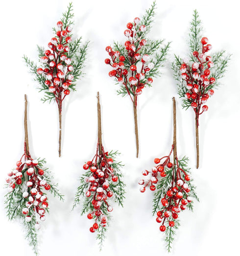CraftMore Snowy Berry and Pine Pick, 14" Set of 6