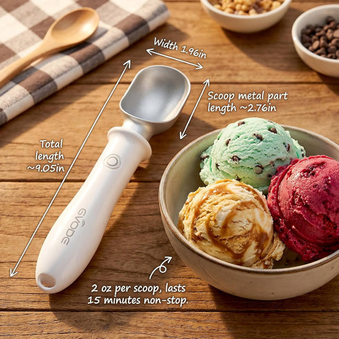 Heated Ice Cream Scoop Rechargeable, Dual Temperature Electric Warming Ice Cream Scoop with Safety Switch, Heavy Duty