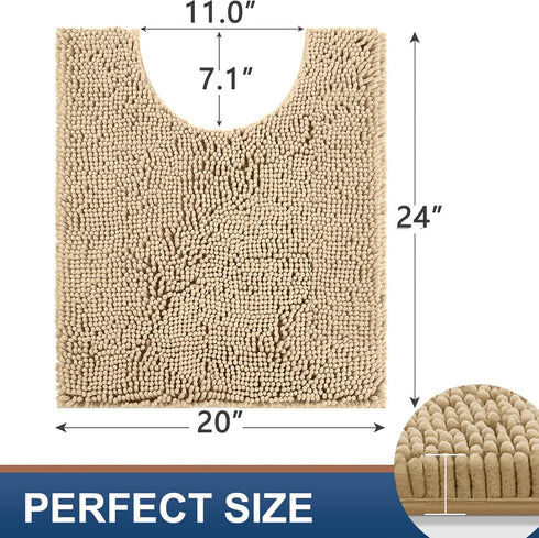 Smiry Chenille U-Shaped Toilet Bathroom Rugs, Soft Absorbent Non-Slip Contoured Machine Washable Bath Mats (24"x20",