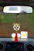 ADORAA's Hindu OM/AUM Symbol Rear View Mirror Hanging Ornament, Brass Car Accessory for Blessings & Protection
