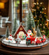 12 Set AMH PCS Christmas Table Decorations with Oak Rotating Base Xmas Town Village Centerpiece with Santa, Train