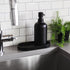 Matte Black Round Soap Dispenser Tray, 8” Organizer Plate for Bathrooms and Kitchens, Holds 2 Dispensers