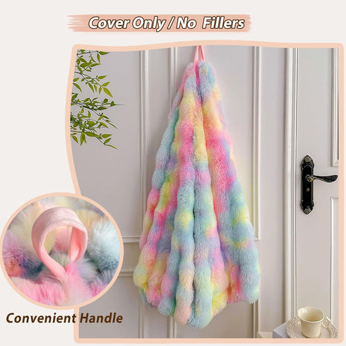 LIFEREVO Kids Fluffy Faux Rabbit Fur Bean Bag Cover (No Filler), Soft Fuzzy Stuffed Animal Storage Bubble Waffle Bean