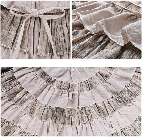 yuboo Spring Farmhouse Flowers Christmas Tree Skirt - 48 inches Burlap Easter 6-Layer Ruffle Farmhouse Decor