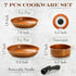 Moss & Stone Copper Pots and Pans Set - Nonstick, Removable Handle Cookware, 7 Pcs Aluminum Camping Set