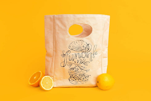 Organic Cotton Canvas Lunch Bag, Eco Friendly & Machine Washable, Reusable Lunch Tote for Work, School, 1 Bag - White