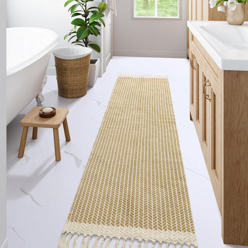 2x7 Lahome Belle Boho Laundry Room Rug, Runners for Hallways Lightweight Entry Woven Cotton Runner Rug with Tassels