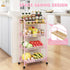 4-Tier TOOLF Slim Rolling Cart, Metal Storage Cart with Wooden Tabletop and Mesh Baskets for Narrow Space on Kitchen