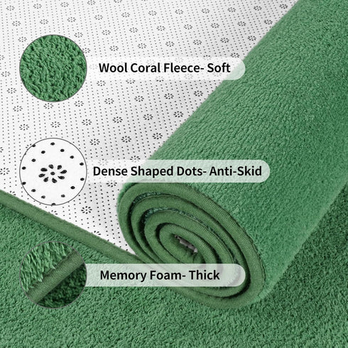 5x8 FlyDOIT Area Rugs for Bedroom Living Room, Green Super Soft Comfy Thickened Memory-Foam Indoor Carpets, Modern
