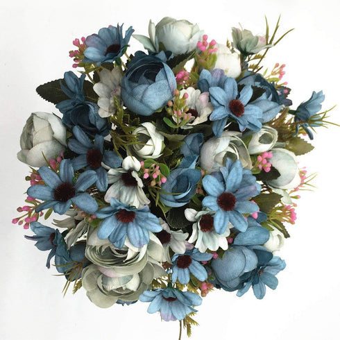 CATTREE Artificial Peony Bud Mixed Flowers, 4pcs Silk Fake Flowers Bouquet for Home Garden Office Decor