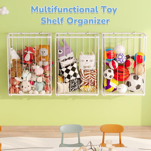 Dmticoasis Stuffed Animal Storage Metal Tube Small Toy Storage Organizer with Elastic Cord, Multifunctional Garage Ball