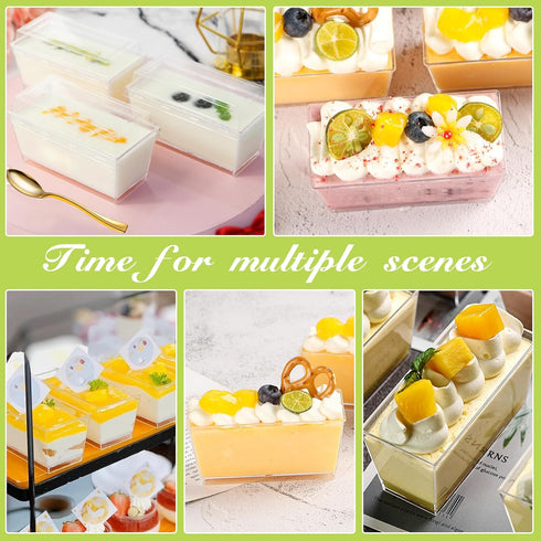 150 Pack 5oz 50, DI QIU REN Plastic Dessert Cups with Mini Gold Spoons and Lids, Clear Yogurt Parfait Cups Serves
