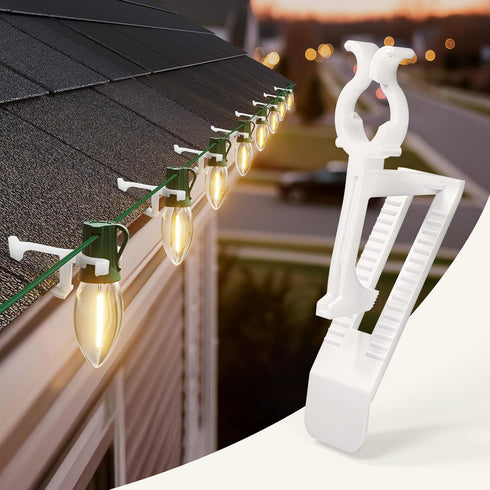 All-in-One Christmas Light Clips, 200 Pack Universal Gutter & Shingle Clips for Holiday Decorations