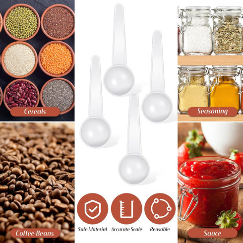 80 Pack Plastic Scoop Tablespoon Measuring Spoons, 20 ml Coffee Scoops for Measuring Coffee, Grains, Spices