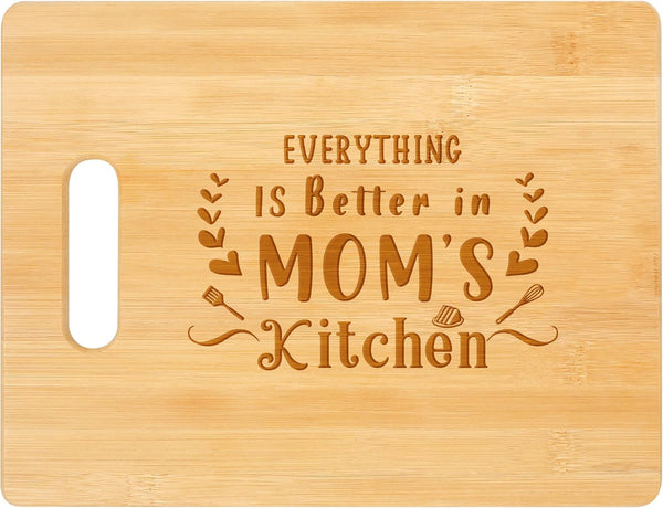 Personalized Engraved Bamboo Cutting Board - Unique Mother's Day Gift for Mom from Daughter Son, Everything Is Better