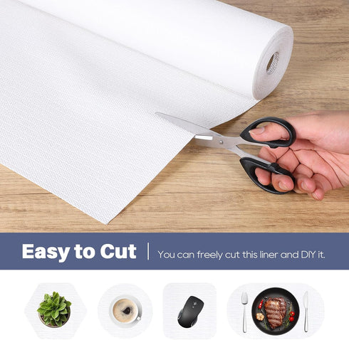 Drawer Liner, Waterproof & Oil-Proof Shelf Liners for Kitchen Cabinet, Non-Slip PVC Material for Countertop White 11.8