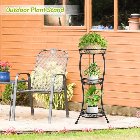3 33 Inch KMOTASUO Tier Tall Metal Plant Stand, Plant Stands Indoor Outdoor, Rustproof Iron Flower Pot Holder Display