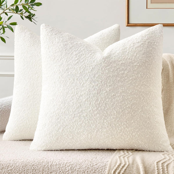 EMEMA Pack of 2, 22 x 22 Inch, Textured Boucle Throw Pillow