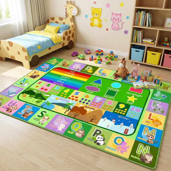 3x5ft Kids Educational Rug, Non-Slip Machine Washable ABC Alphabet Mat & Learning