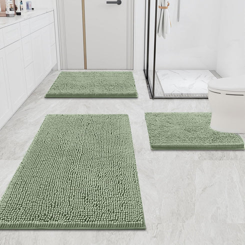 smiry Luxury Chenille Bath Rug 24''x16'', Extra Soft Shaggy Bathroom Mat, Non-Slip Plush Carpet Runner, Machine