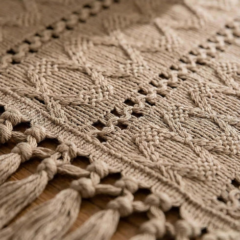 36 Inches yuboo Boho Short Table Runner Long, Spring Macrame Dresser Scarf with Tassels, Farmhouse Small Table Cover