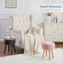 BRIAN & DANY Vanity Stool, Sherpa Vanity Stool Chair with Storage, Round Makeup Chair Soft Padded Seat with Legs