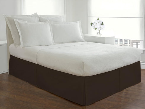 Lux Hotel Classic Tailored Bed Skirt, Pleated Styling, 14" Drop Length, Full, Chocolate