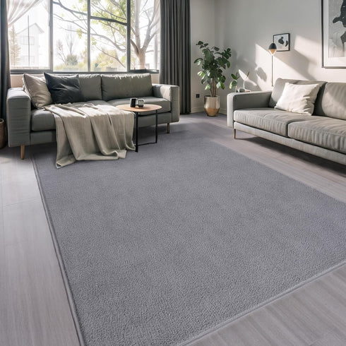 AROGAN Modern Shag Area Rug for Bedroom, 4x6 Feet Washable Plush Memory Foam Carpet for Kids Room Grey