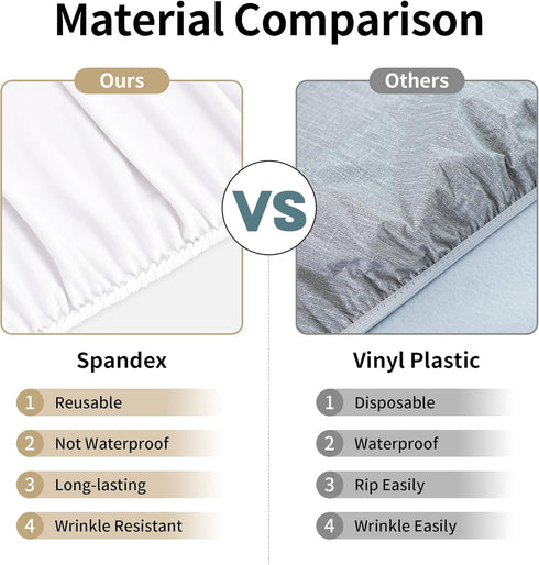 34x34 Inch eeivs White Square Fitted Tablecloth Spandex Stretchable End Tables Cover with Elastic Edge Table Cloth Card