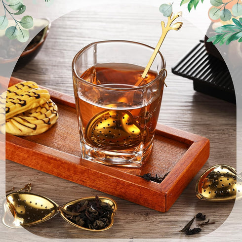 Yiyiring 25 Sets Bridal Shower Tea Party Favor for Guest Leaf Tea Spoon Heart Shape Infuser Ball for Loose with Thank