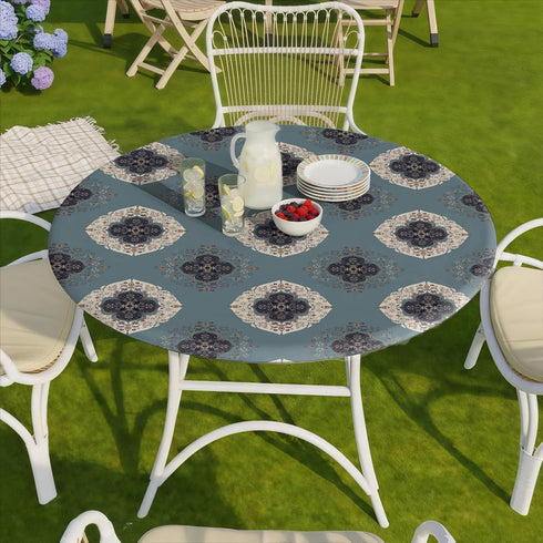 36-44" Summer Fitted Round Tablecloths Reusable Stain Resistant Table Clothes Vinyl Indoor Outdoor Circular Cover