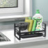 Kitchen Sink Caddy Organizer with Removable Front Drain Pan, Black Sponge Holder for Soap and Dish Rags Storage