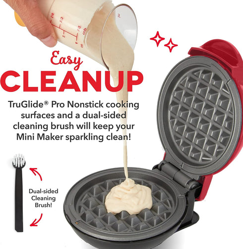 DASH Deluxe Mini Maker for Individual Waffles, Hash Browns, Keto Chaffles, Included Brush and Cord Wrap, Easy to Clean