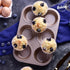 Muffin Cake Pan, 6-Cavity Non-Stick Cupcake Bakeware for Oven Baking, Champagne Gold