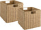 Vagusicc Wicker Storage Basket, Set of 2 Hand-Woven Baskets with Handles, 9 inch Foldable Cube Storage Bins for Pantry