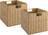 Vagusicc Wicker Storage Basket, Set of 2 Hand-Woven Baskets with Handles, 9 inch Foldable Cube Storage Bins for Pantry