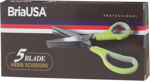 Herb Scissors 5-Blade Professional Stainless Steel - Multipurpose Kitchen Shear with Cleaning Comb